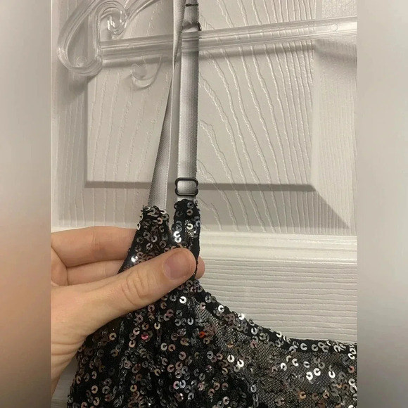 Intimately Free People Sheer Sequin Tank Top W/ Adjustable Straps Size Large - Picture 4 of 4